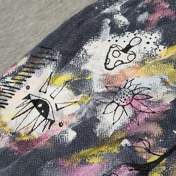 RARE!! Y2K Early 2000's Hand-Painted High Rise Baggy Wide Leg Pants - Picture 8 of 9